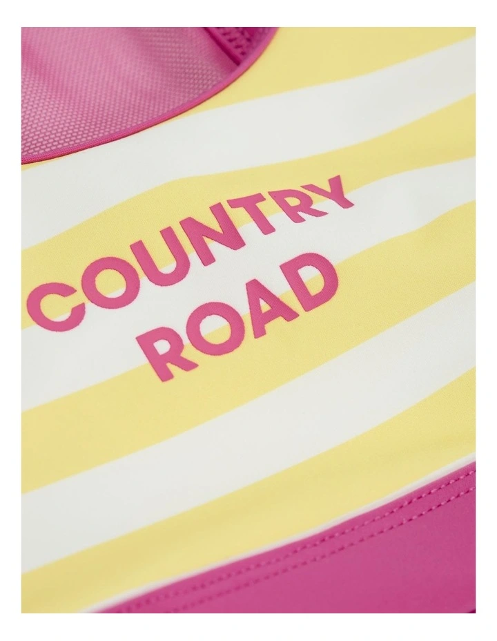 Recycled Nylon Blend Logo Stripe Bikini in Lemon image 5