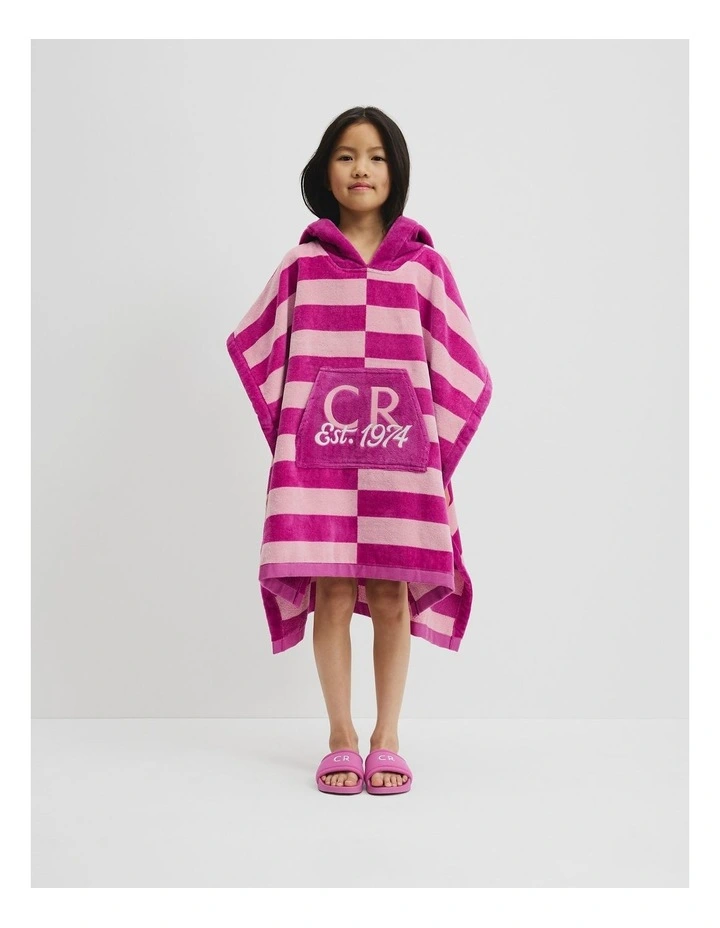 Cotton CR Est. 1974 Swim Poncho in Grape Stripe image 1