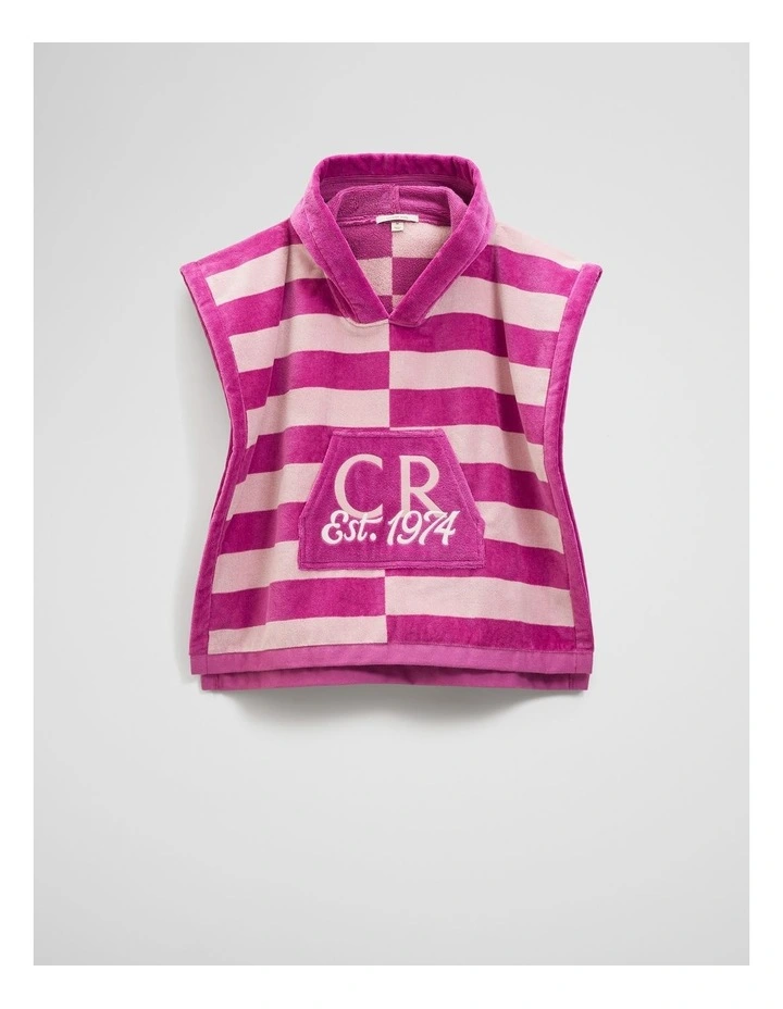 Cotton CR Est. 1974 Swim Poncho in Grape Stripe image 4
