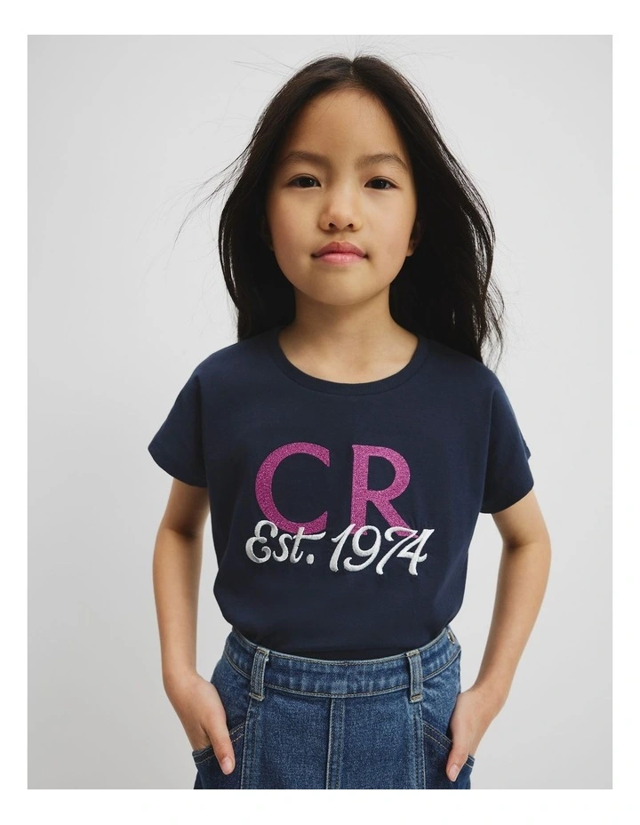 Embroidered Logo T-Shirt in Navy image 1