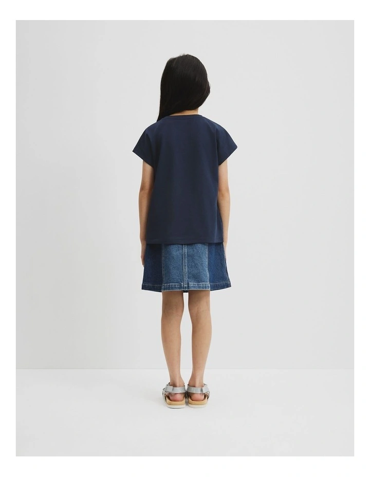 Embroidered Logo T-Shirt in Navy image 3