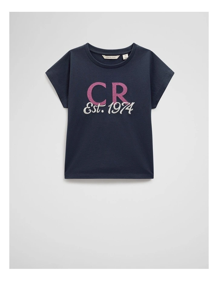 Embroidered Logo T-Shirt in Navy image 4