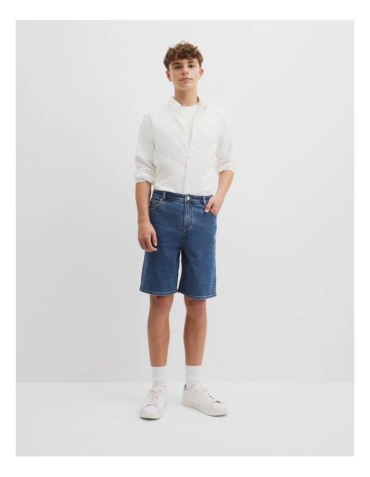 Teen Denim Short in Mid Blue Wash image 1