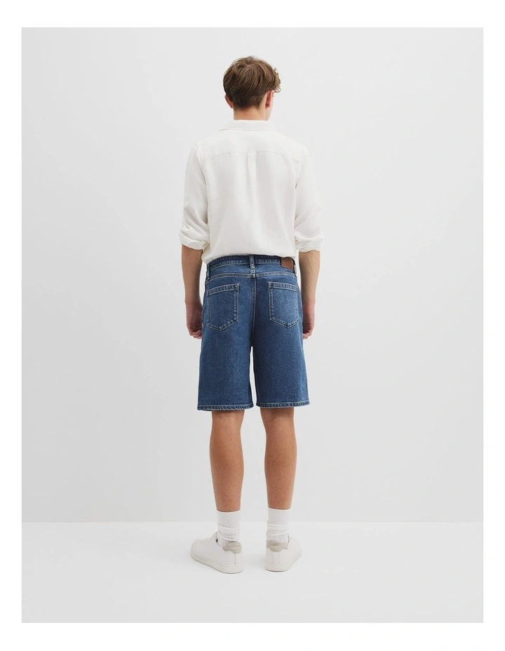 Teen Denim Short in Mid Blue Wash image 4