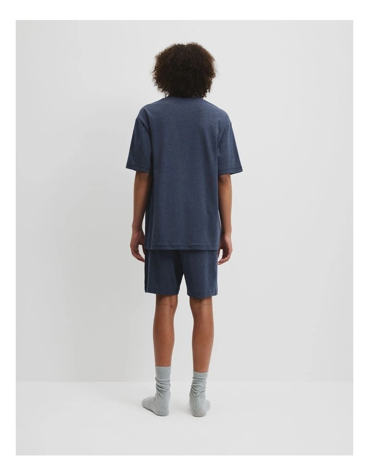 Teen Organically Grown Cotton Blend Relaxed Logo Pyjama Set in Navy Marle image 4