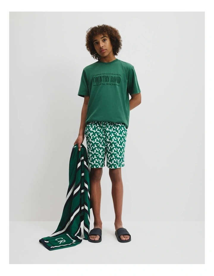 Teen Recycled Blend Spliced Geometric Board Short in 0 image 1
