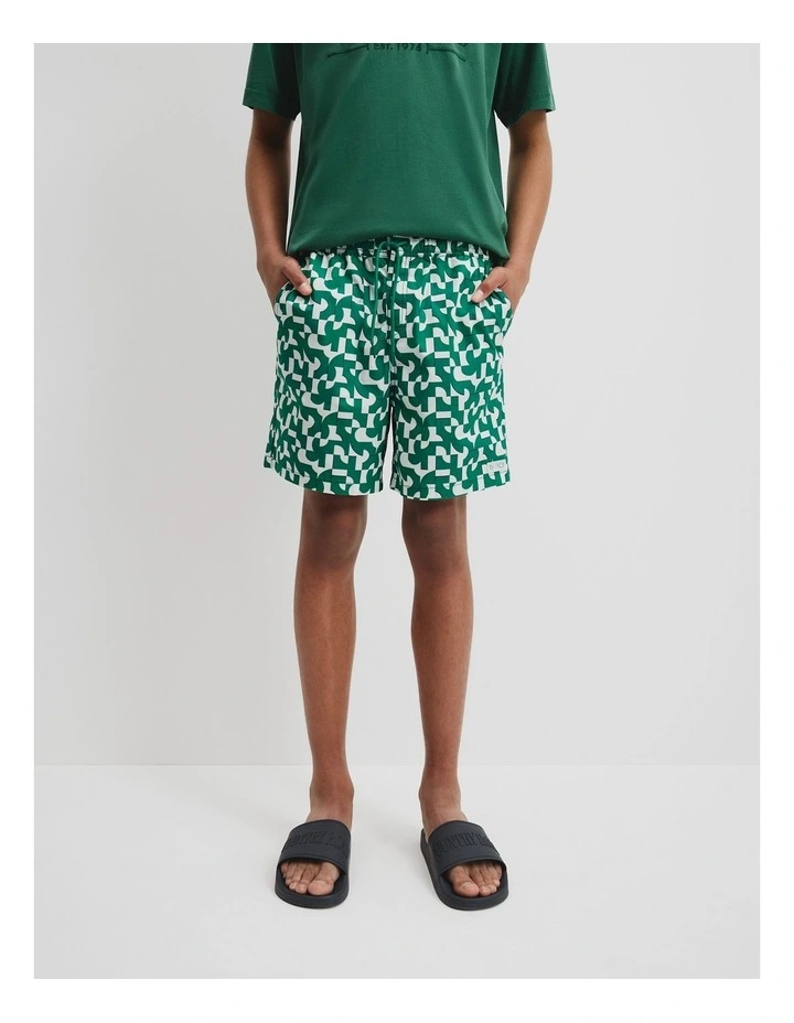 Teen Recycled Blend Spliced Geometric Board Short in 0 image 2
