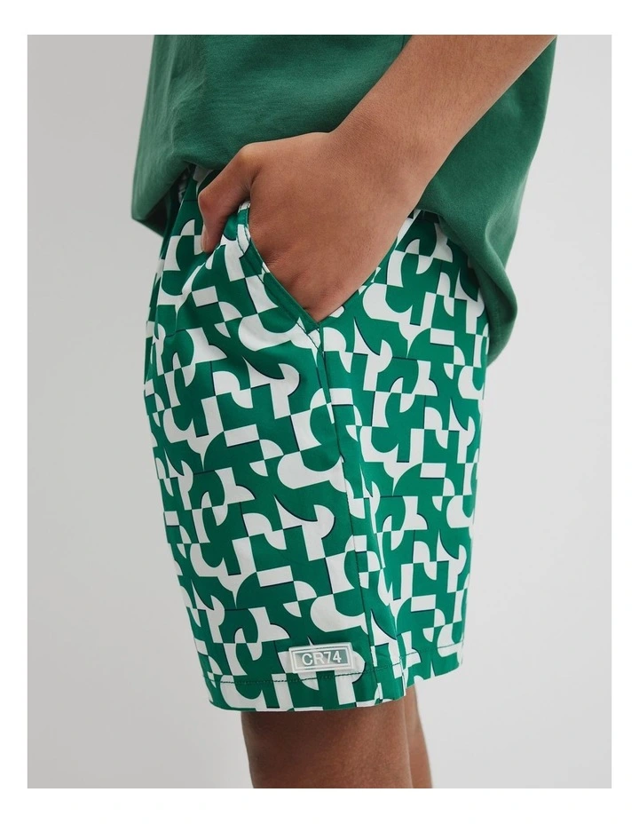Teen Recycled Blend Spliced Geometric Board Short in 0 image 3