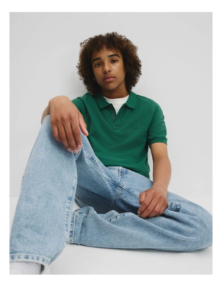 Teen Recycled Cotton Blend Polo Shirt in Jungle image 1