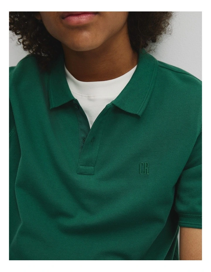 Teen Recycled Cotton Blend Polo Shirt in Jungle image 2