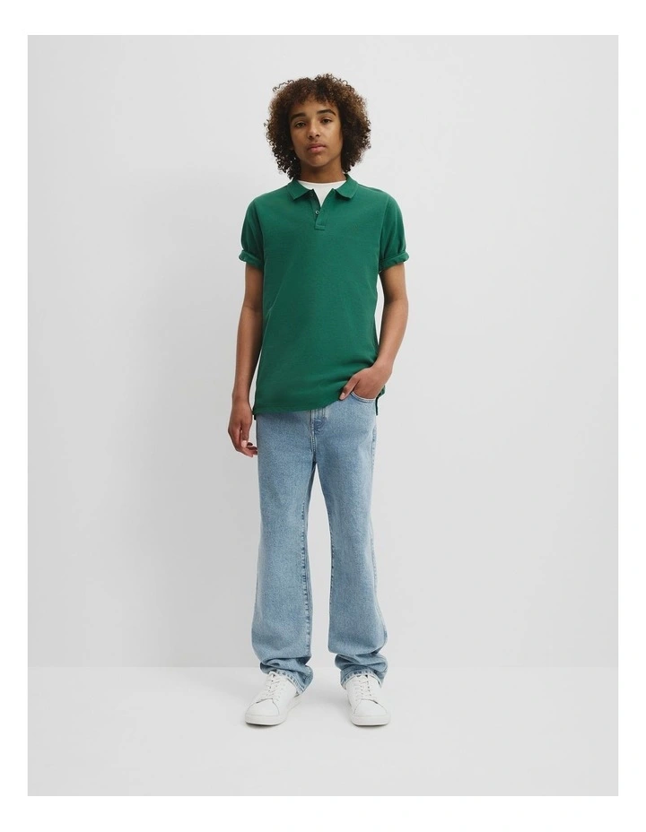 Teen Recycled Cotton Blend Polo Shirt in Jungle image 3