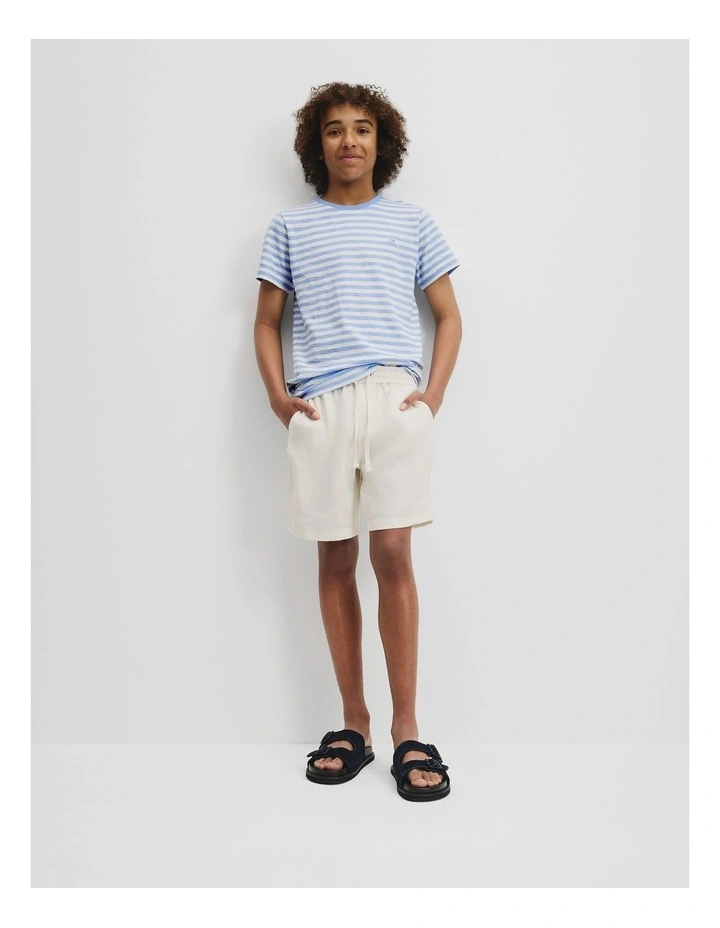 Teen Recycled Cotton Blend Stripe T-shirt in Arctic Blue Stripe image 1