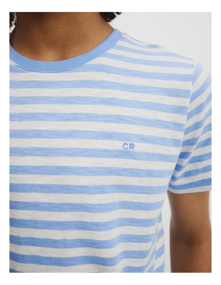 Teen Recycled Cotton Blend Stripe T-shirt in Arctic Blue Stripe image 2