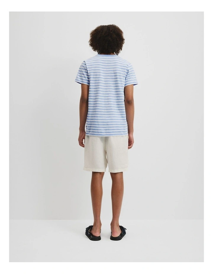 Teen Recycled Cotton Blend Stripe T-shirt in Arctic Blue Stripe image 4