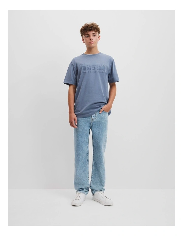 Teen Verified Australian Cotton Heritage Oversized T-shirt in Faded Blue image 1