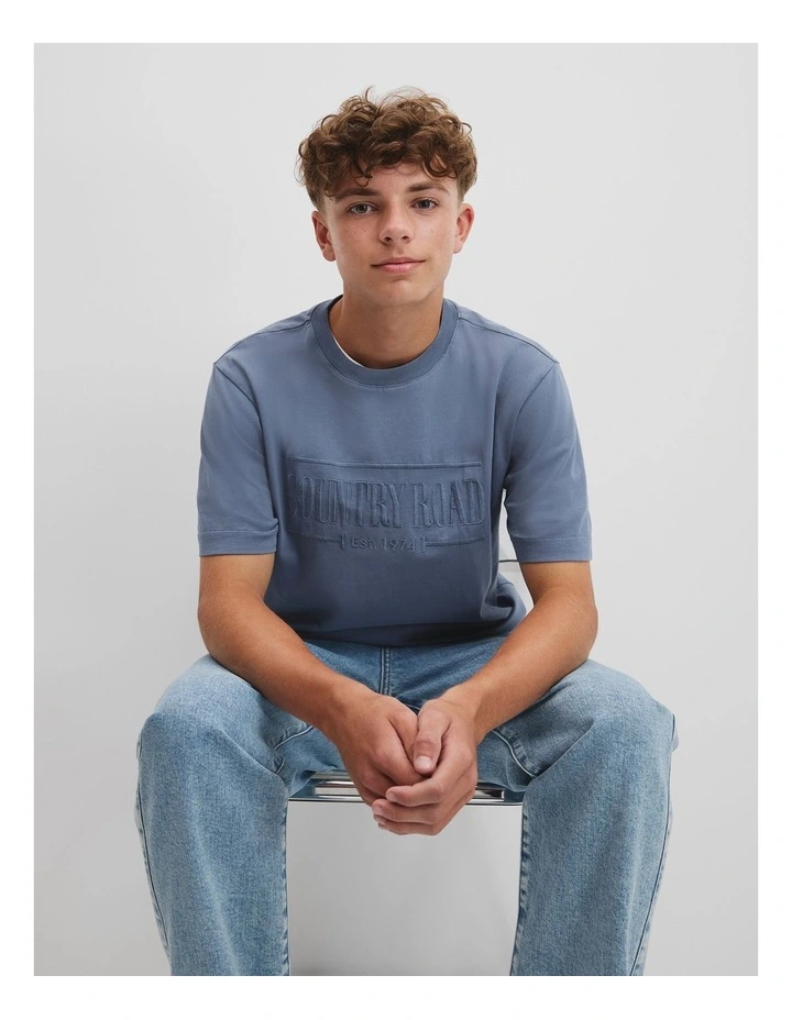 Teen Verified Australian Cotton Heritage Oversized T-shirt in Faded Blue image 2