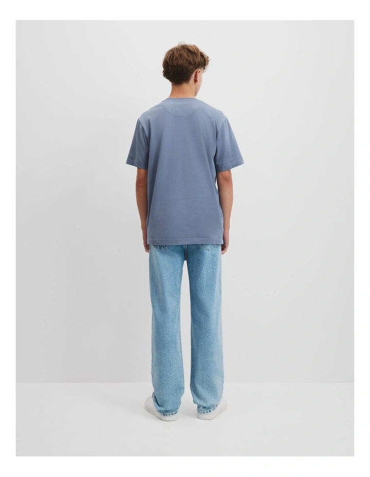 Teen Verified Australian Cotton Heritage Oversized T-shirt in Faded Blue image 4
