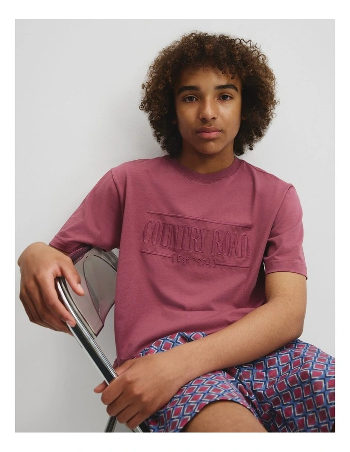 Teen Verified Australian Cotton Heritage Oversized T-shirt in Deep Purple image 1