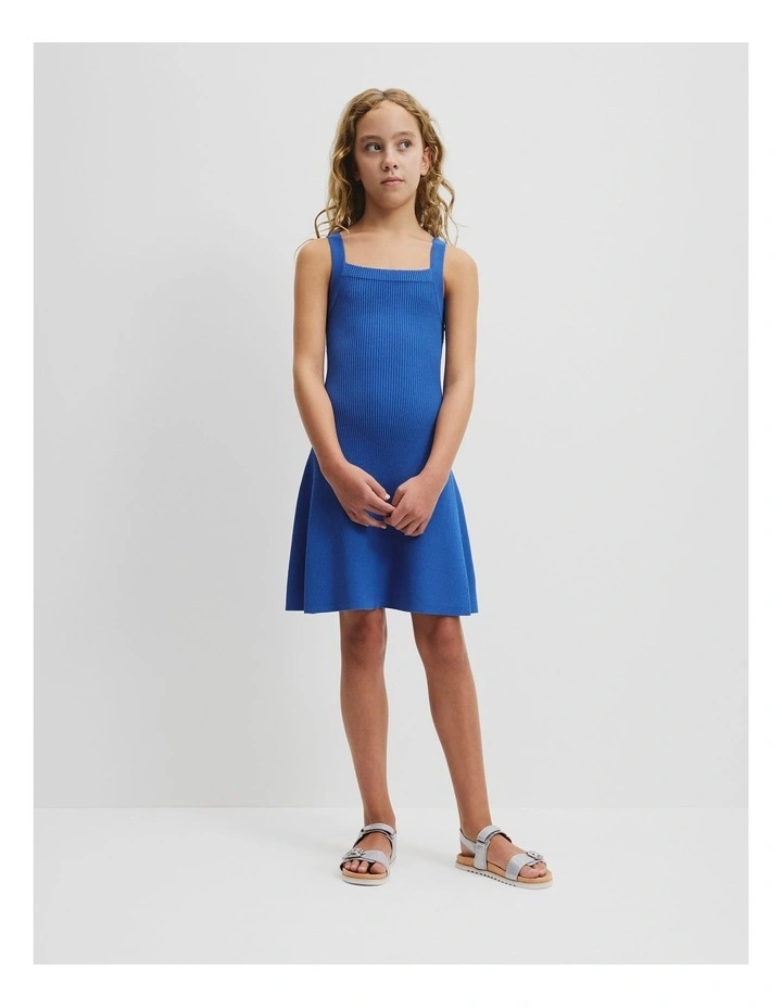 Teen Rib Knit Tank Dress in Cobalt Blue image 1