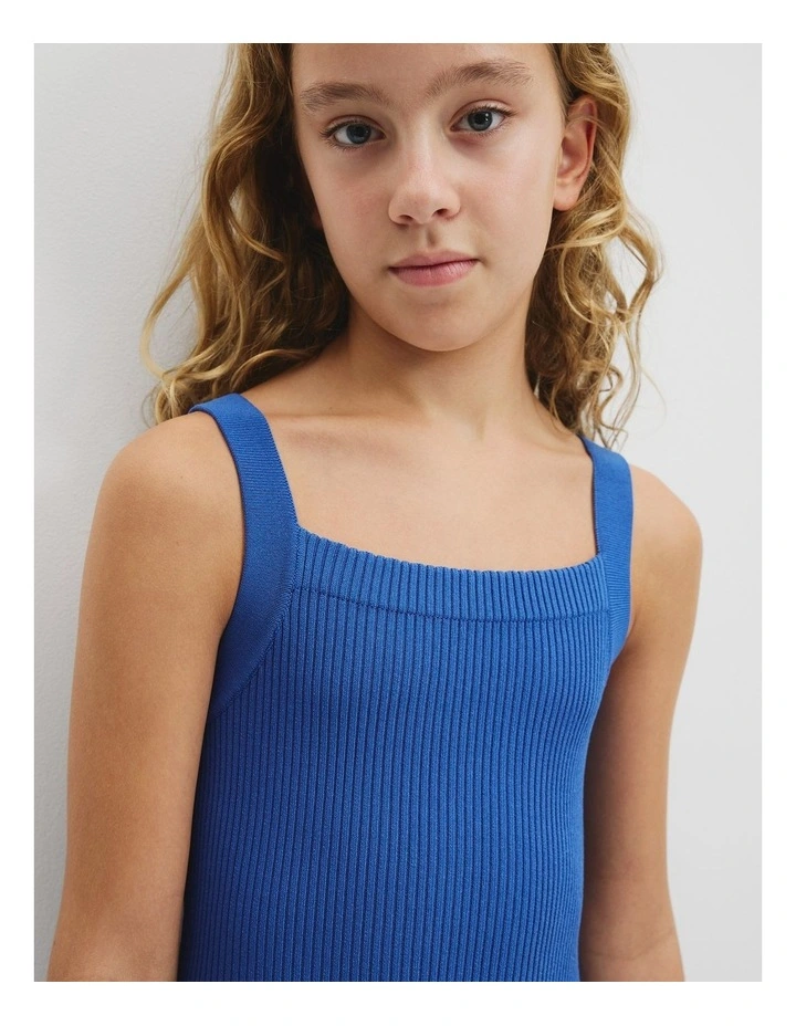 Teen Rib Knit Tank Dress in Cobalt Blue image 2