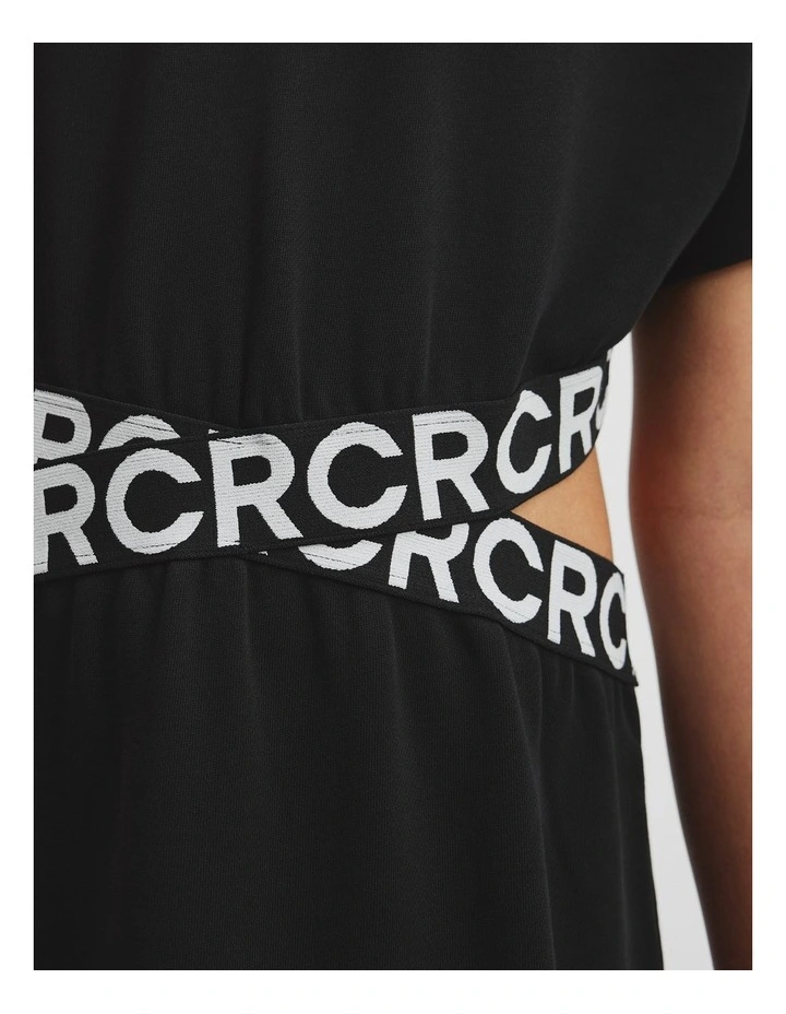 Teen Recycled Cotton Blend Logo Cut Out Dress in Black image 2