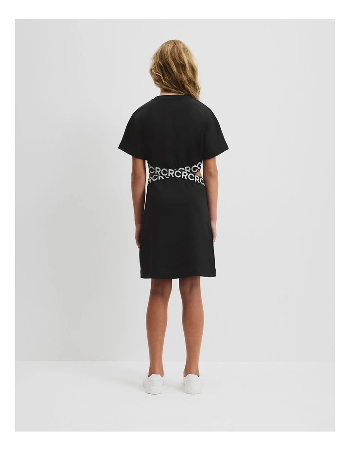 Teen Recycled Cotton Blend Logo Cut Out Dress in Black image 4