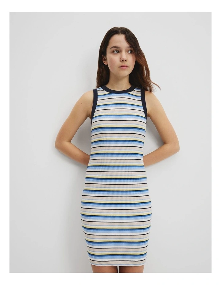 Teen Fitted Tank Dress in Multi Stripe image 3