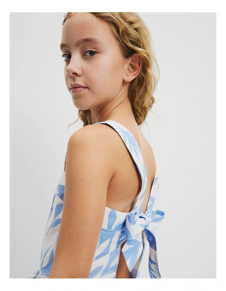 Teen Abstract Tier Mini Dress in Abstract Blue image 2