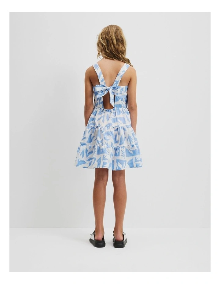 Teen Abstract Tier Mini Dress in Abstract Blue image 4