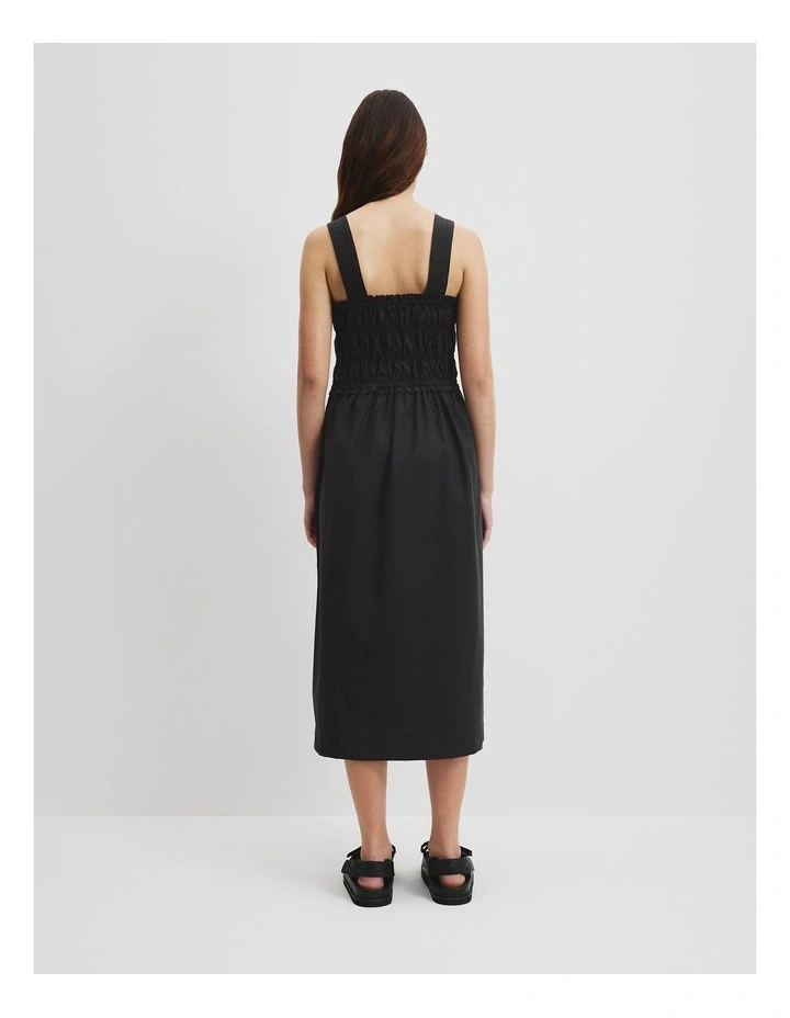 Teen Shirred Midi Dress in Black image 4