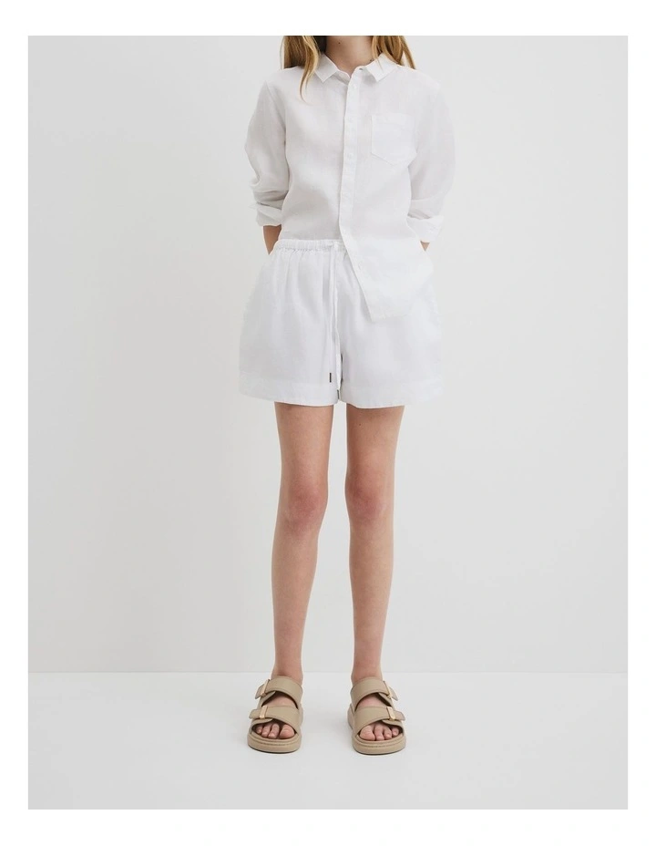 Teen Organically Grown Linen Short in Marshmallow image 2