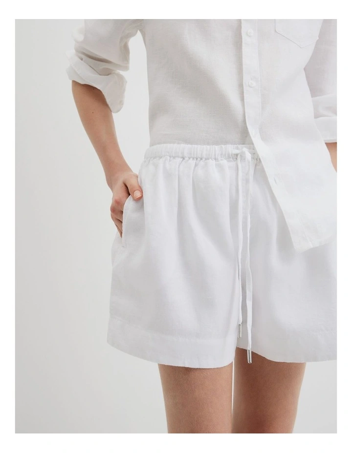 Teen Organically Grown Linen Short in Marshmallow image 3