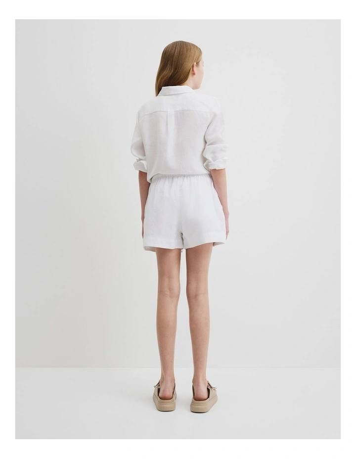 Teen Organically Grown Linen Short in Marshmallow image 4