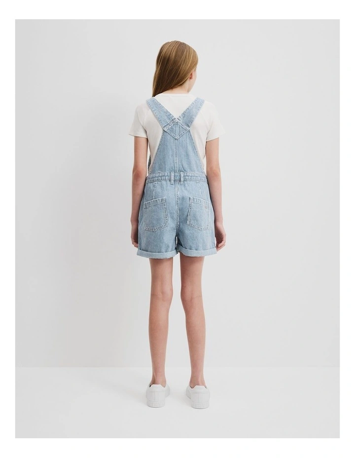 Teen Denim Short Overall in Navy Stripe image 4