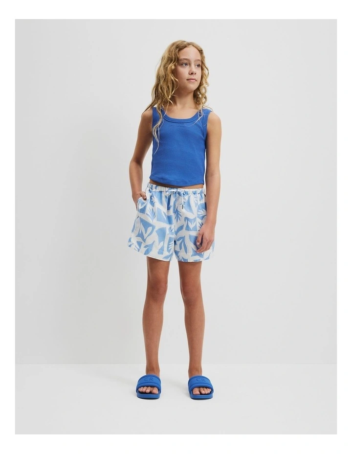 Teen Linen Short in Abstract Blue image 1