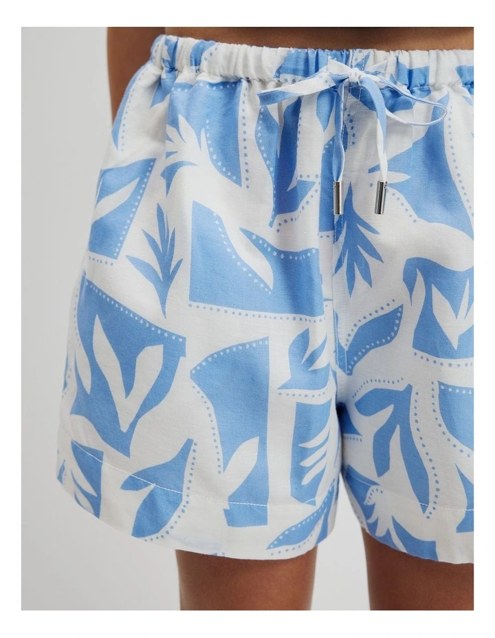 Teen Linen Short in Abstract Blue image 3