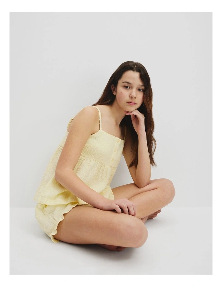 Teen Woven Pyjama Set in Butter image 1