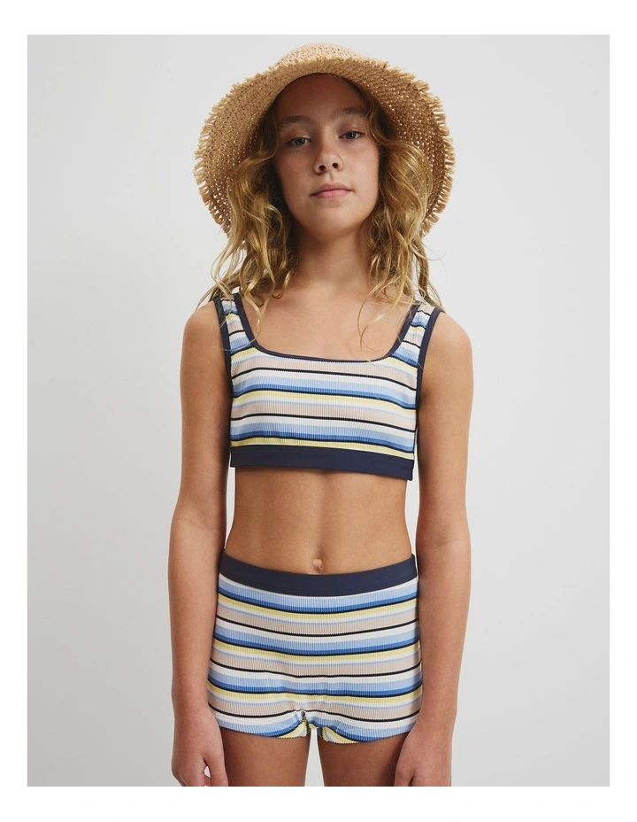Teen Nylon Blend Crop Bikini Top in Multi Stripe image 1