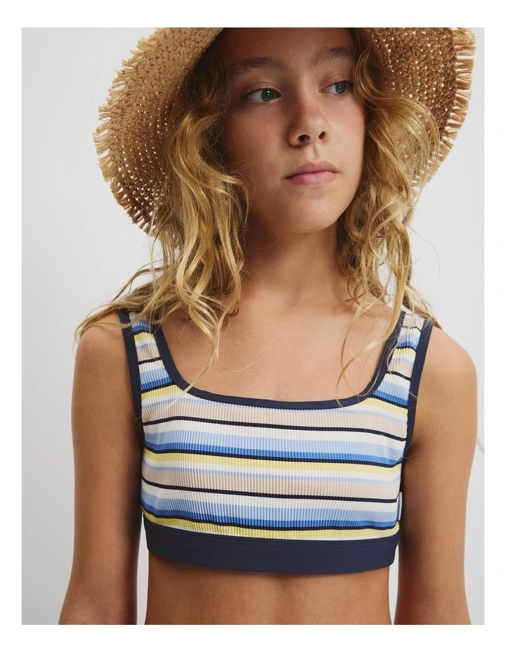 Teen Nylon Blend Crop Bikini Top in Multi Stripe image 2