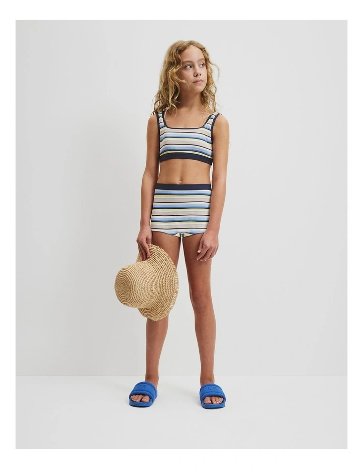Teen Nylon Blend Crop Bikini Top in Multi Stripe image 3