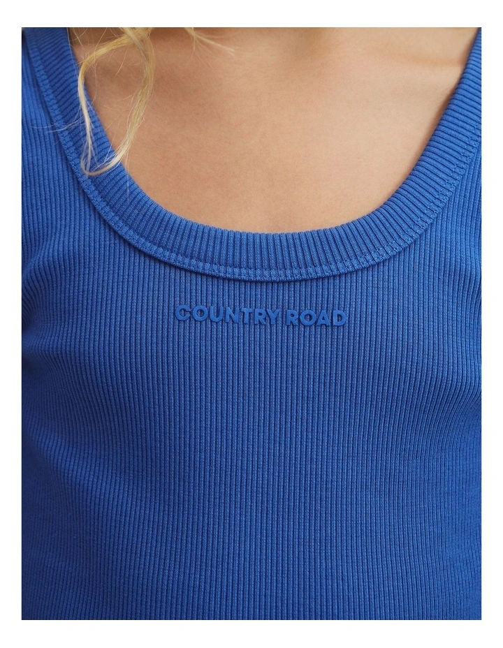 Teen Australian Cotton Blend Rib Logo Tank in Marine image 2