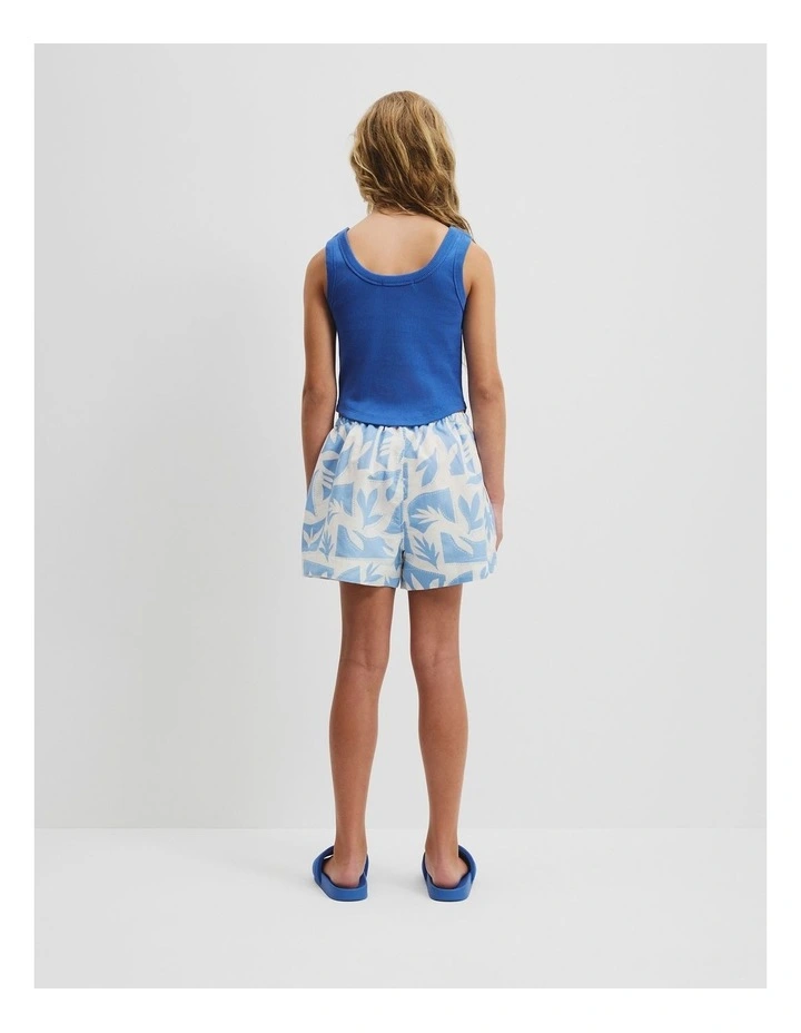 Teen Australian Cotton Blend Rib Logo Tank in Marine image 4