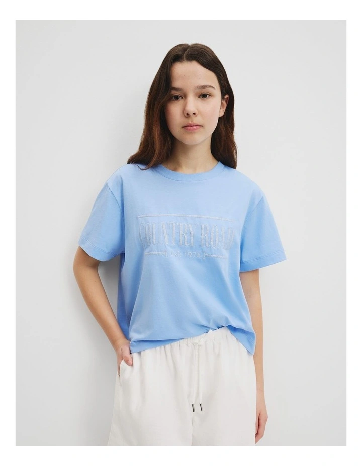 Teen Verified Australian Cotton Heritage T-shirt in Arctic Blue image 3