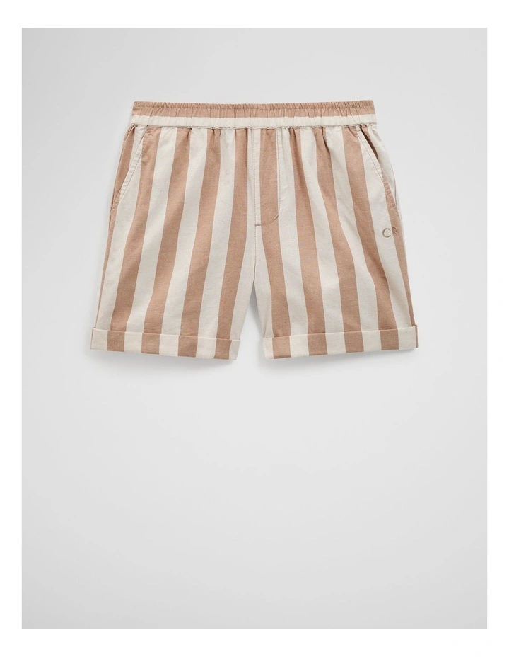Organically Grown Cotton Blend Stripe Pull-on Short in Cinnamon Stripe image 4