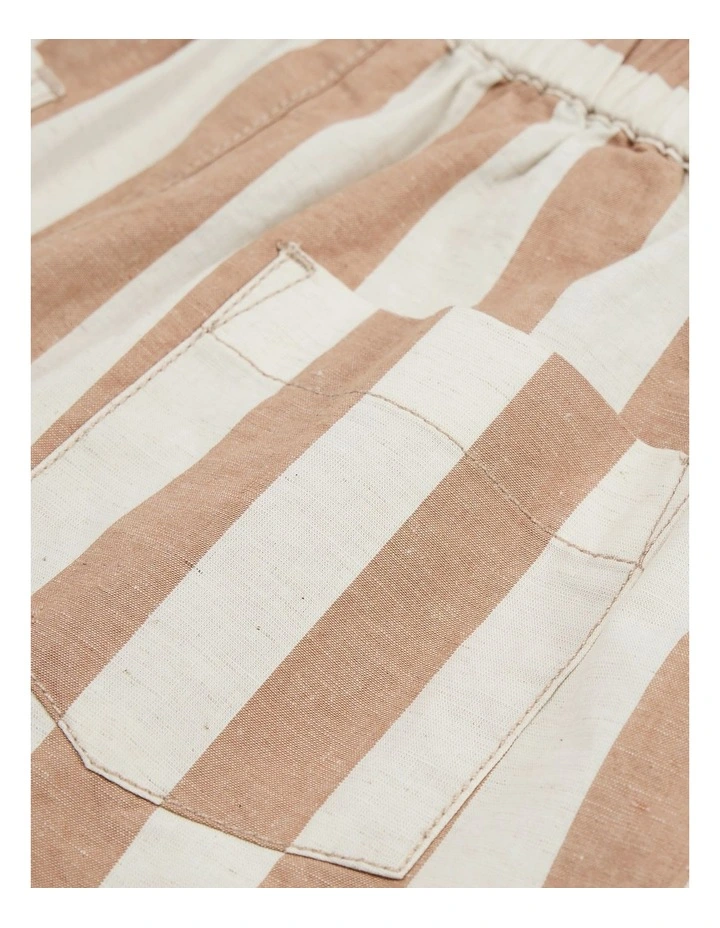 Organically Grown Cotton Blend Stripe Pull-on Short in Cinnamon Stripe image 5