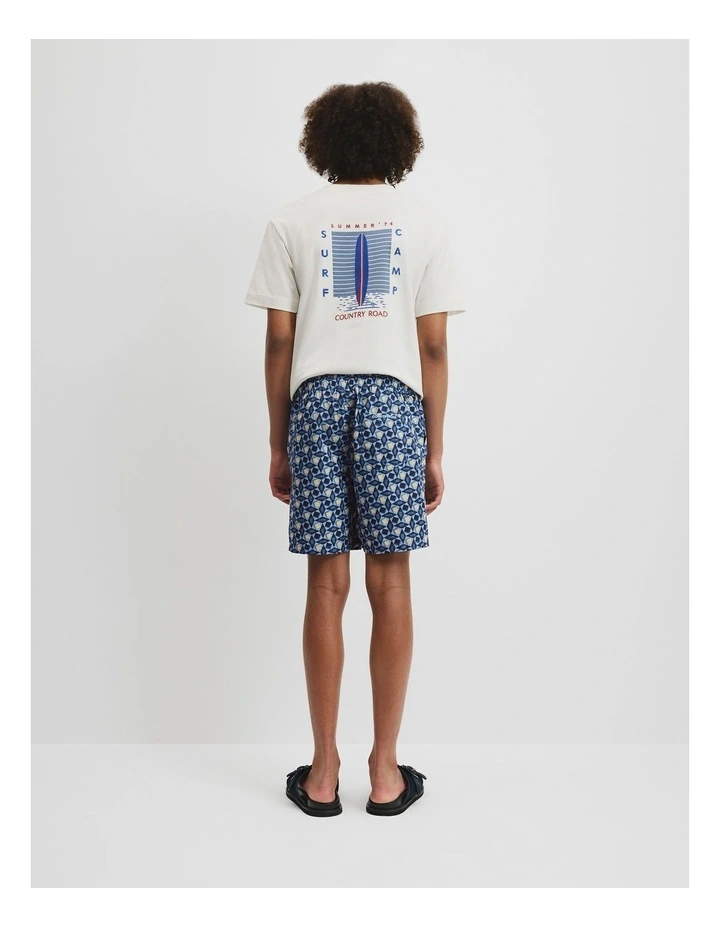 Teen Recycled Blend Geometric Board Short in Multi Blue Geo Print image 4