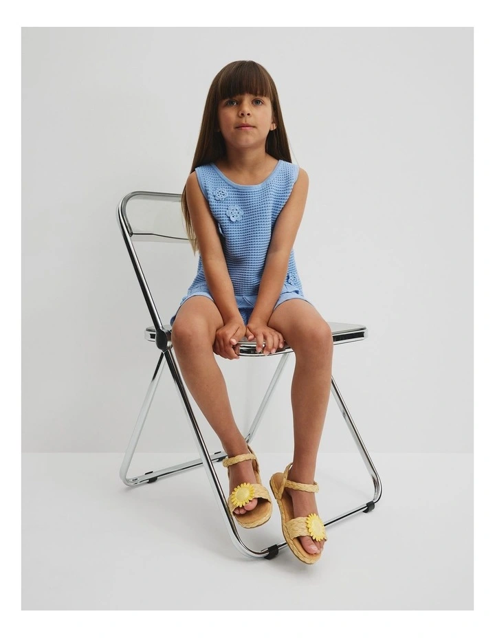 Organically Grown Cotton Flower Knit Tank in Arctic Blue image 1