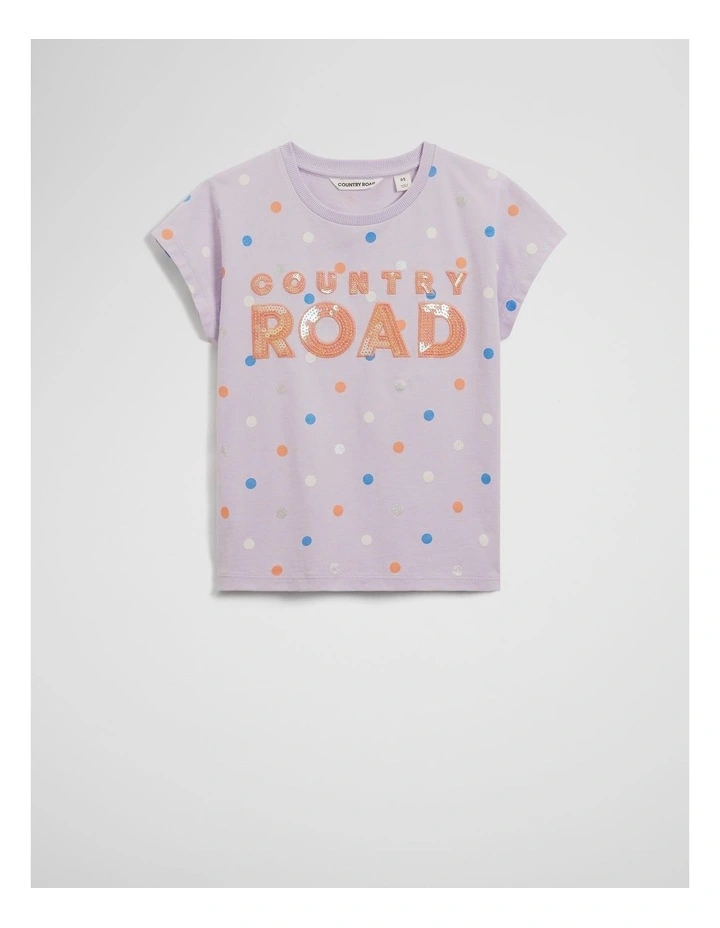 Sequin Logo T-Shirt in Multi Spot Lilac image 1
