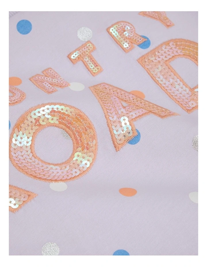 Sequin Logo T-Shirt in Multi Spot Lilac image 2