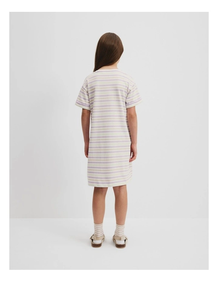 Organically Grown Cotton Logo T-Shirt Dress in Wisteria Stripe image 3